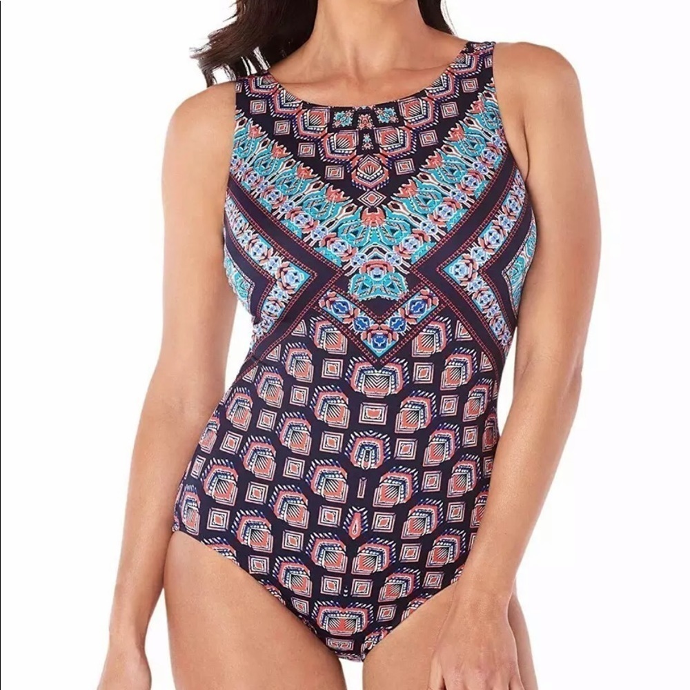 SWIM Solutions Play High Neck 1-Piece Swimsuit NWT